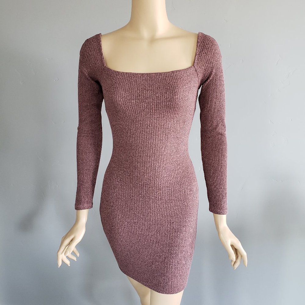 Better Be Forever 21 Mauve Bodycon Long Sleeve Knit Mini Dress Small NWT